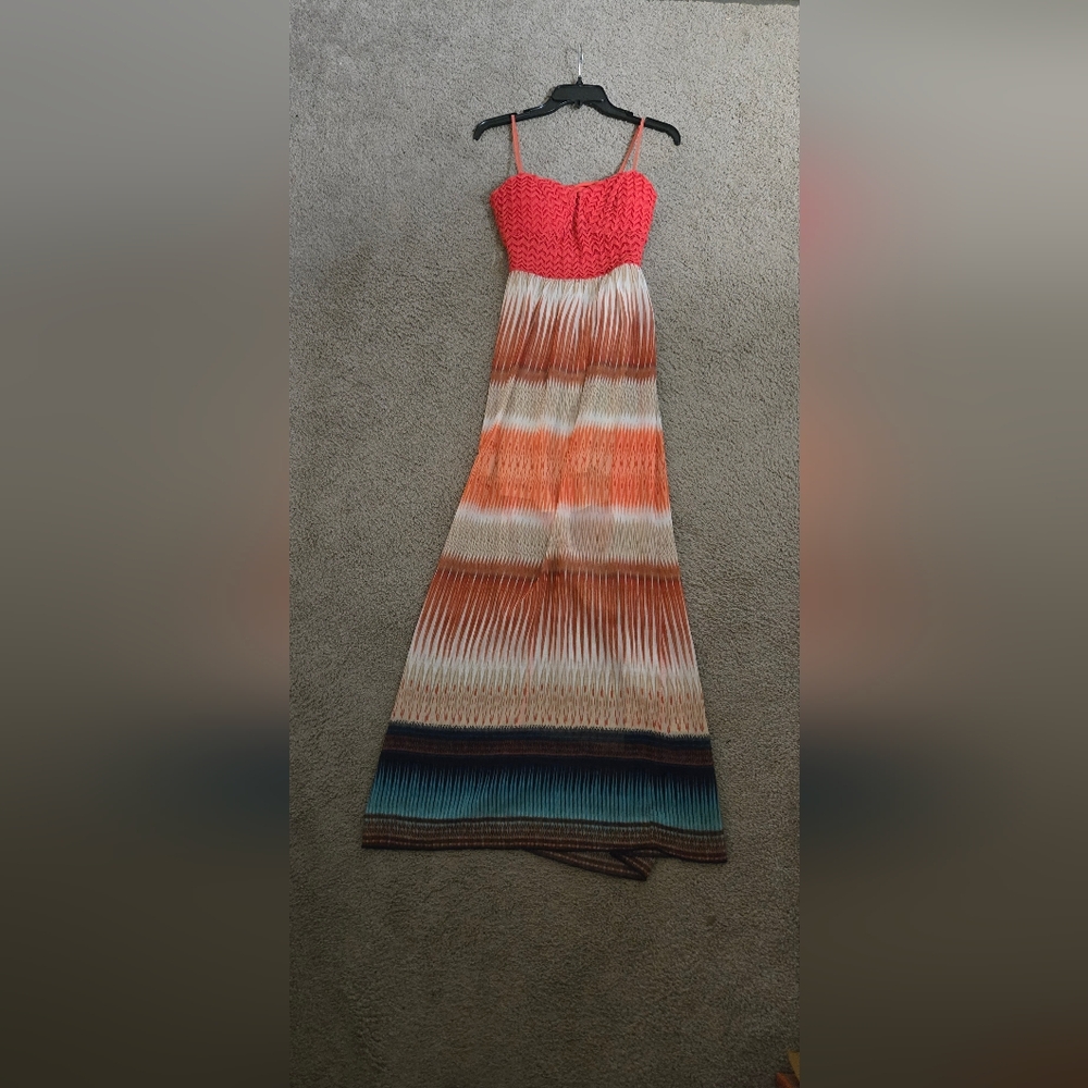 Orange and Beige Maxi Dress